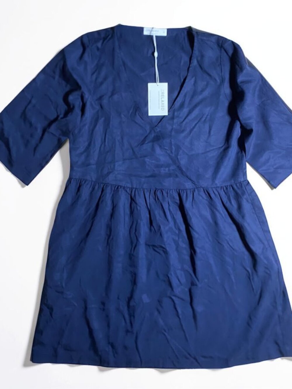 NWT LA Relaxed faux wrap dress Blue Lagenlook Medium